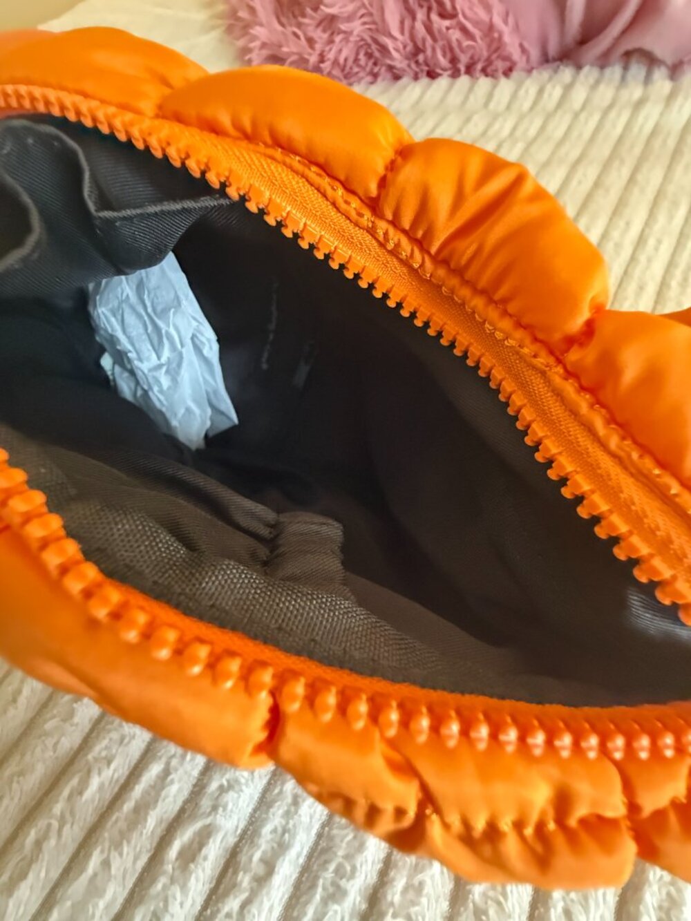 NWT Orange Brielle Quilted Puffer Sling Bag | Lightweight Crossbody Chest Bag - Picture 6 of 6
